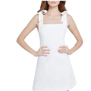 Alice + Olivia White Sleeveless Square Neck Mini Sundress